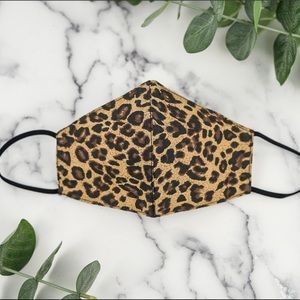 Leopard, 3 layers face mask /w filter pocket